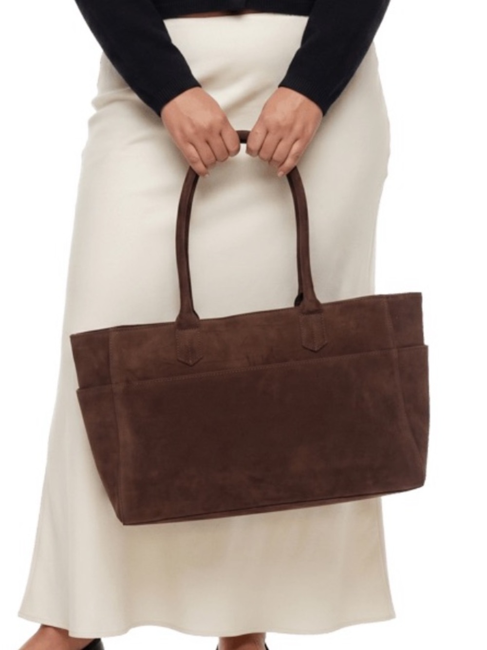 NWT Mali & Lili Faux Suede Tote in Rich Chocolate Brown - Picture 6 of 14